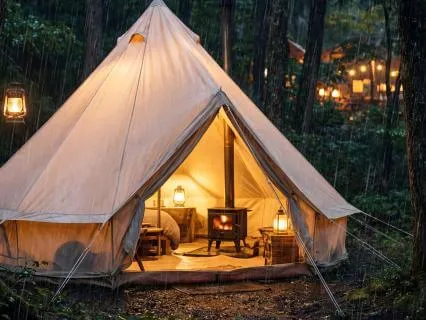 10 Hours Rain on Tent & Night Crickets: All Night Sleep