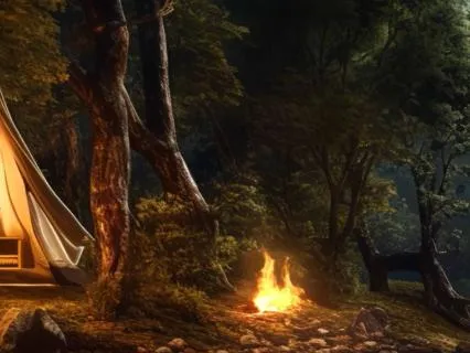 A Soft Spoken Sleep Talk-Down + Campfire By The Lake