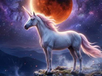 Blood Moon Unicorn: Ethereal Harp for Healing & Release