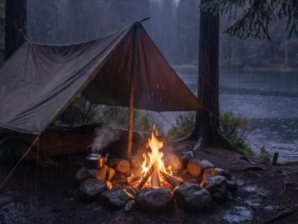 Campfire And Rain For Stress Relief