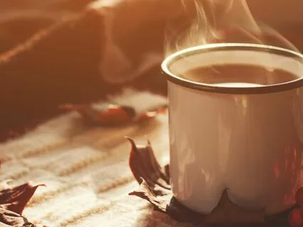 Cozy Autumn Coffee Ambience Pouring Drinks Crinkly Leaves