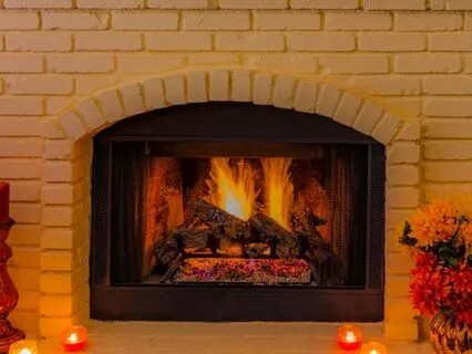 Cozy Autumn Fireplace Ambiance - Light Rain Wind Outside