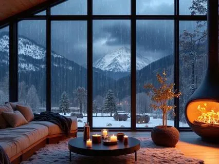 Cozy Mountain Cabin | Rain & Relaxing Sleep Music