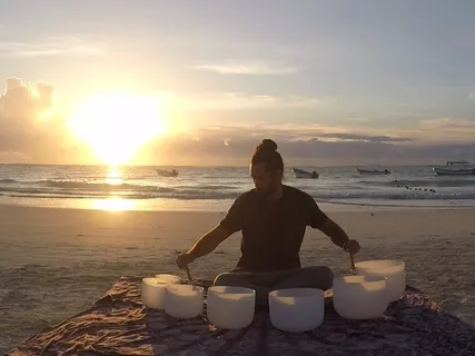 Crystal Singing Bowls 432Hz Recorded At The Beach