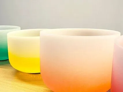 Crystal Singing Bowls With Gentle Rain