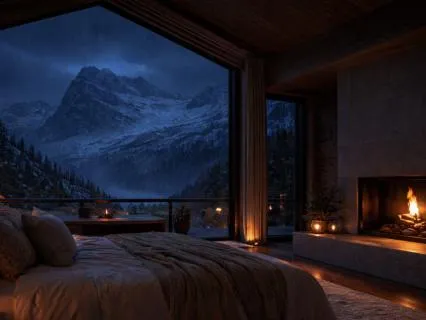 Deep Sleep 10 Hours Mountain Lodge Fireplace Distant Thunder