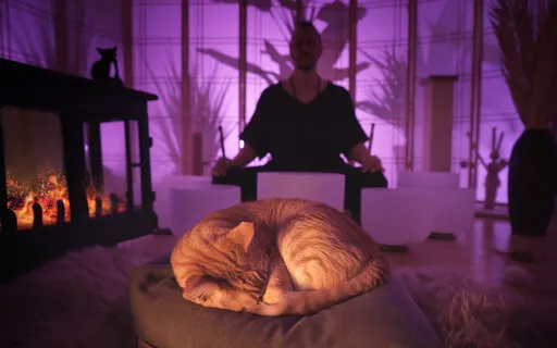 Fireplace Sound Bath For Cats