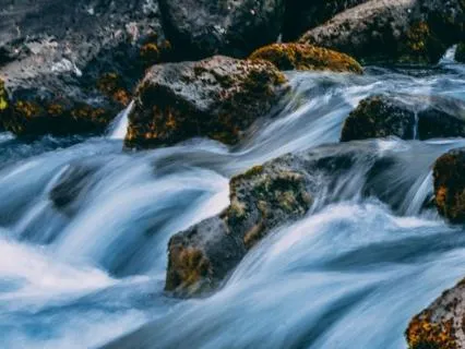 Forest Waterfall Over Rocks, 30 Min, Deep Rest, Sleep, Calm