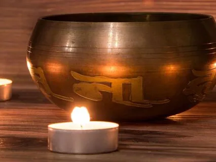 Gentle Fireplace And Tibetan Bowls