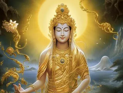 Golden Lotus Light With Kuan Yin