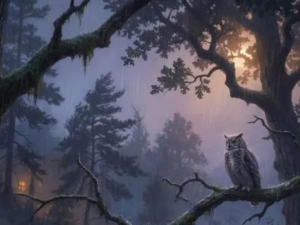 Night Rain and Owl Sounds for Sleep