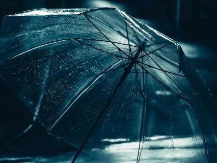Rain Drops On Umbrella