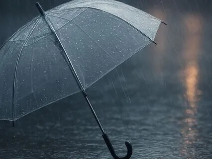 Rain Falling On An Umbrella