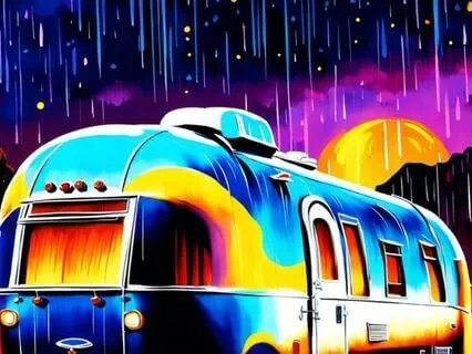 Rainy Desert Night In 1955 Airstream Flying Cloud RV 3 Hours