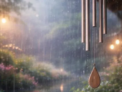 Rainy Dream with Gentle Chimes - 8 Hour Rain for Sleep