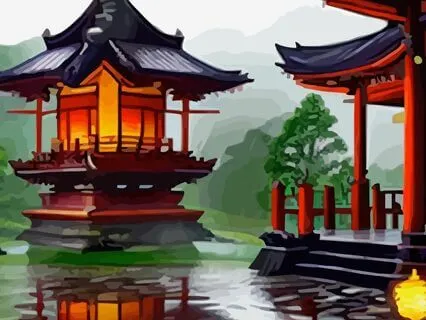 Restful Rainy Day At The Temple