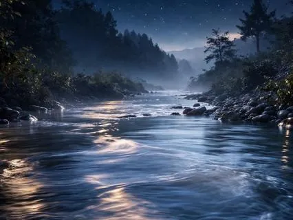 River Flow with Ambient Music - 8 Hours Sleep Sound