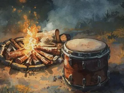 Shamanic Style Rhythmic Drumming By The Campfire