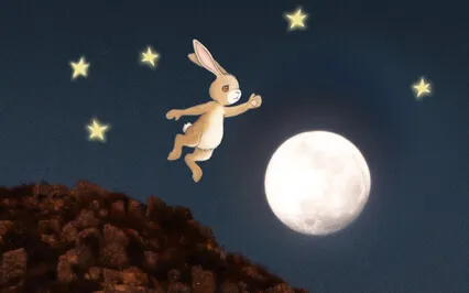 Shy Bunny Takes A Ride In The Moon