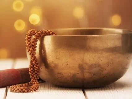 Singing Bowl In Winter Storm Cozy Athmosphere