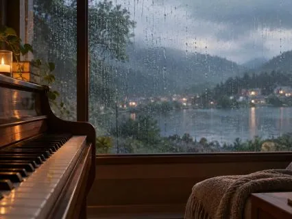 Soft Piano with Gentle ASMR Rain